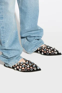 The Attico BLACK ‘Grid’ openwork ballet flats