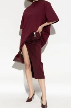 The Attico BURGUNDY Draped skirt with slit