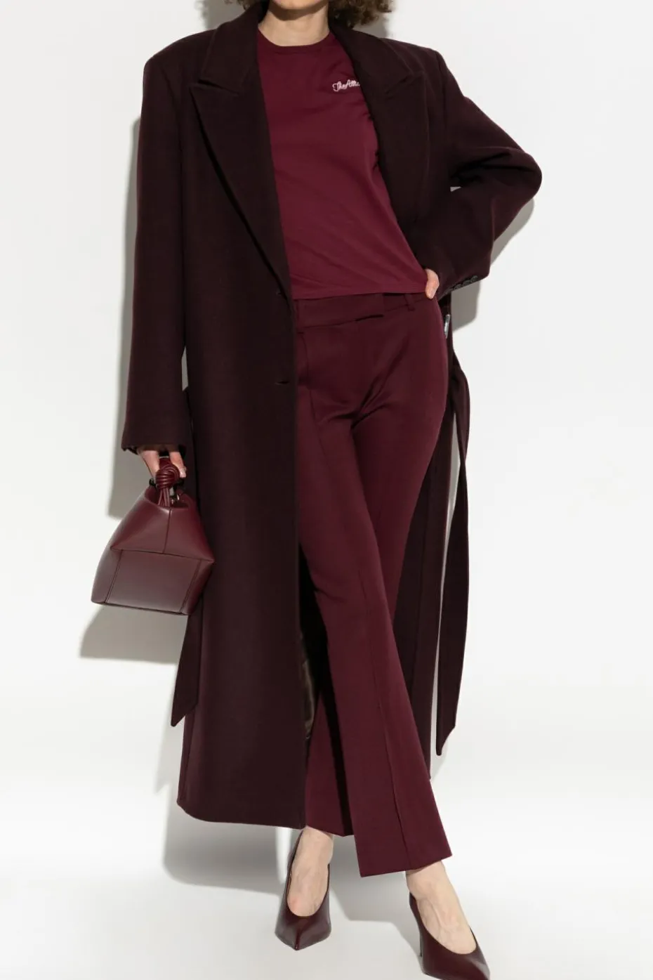 The Attico BURGUNDY Wool coat