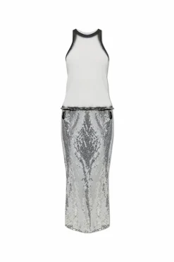 The Attico SILVER Dress with sequin skirt