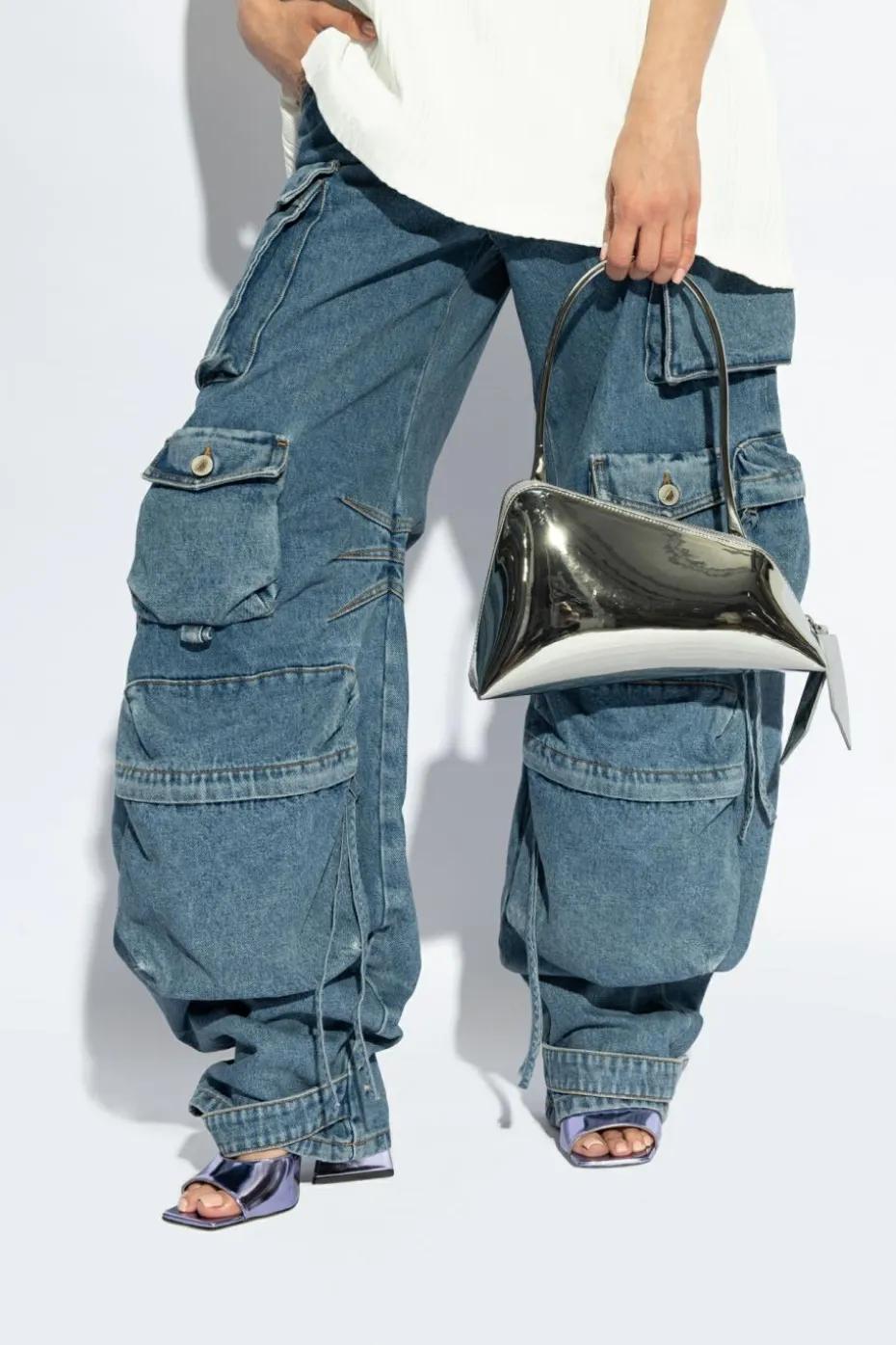 The Attico SILVER Sunrise shoulder bag