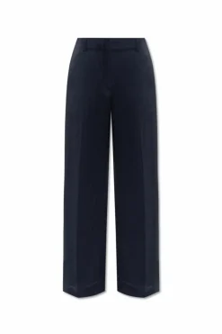 Theory NAVY BLUE Satin-finish trousers