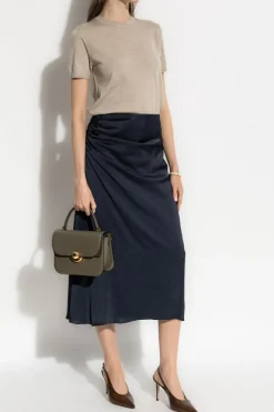 Theory NAVY BLUE Skirt with satin finish