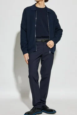 Theory NAVY BLUE Wool pleated trousers