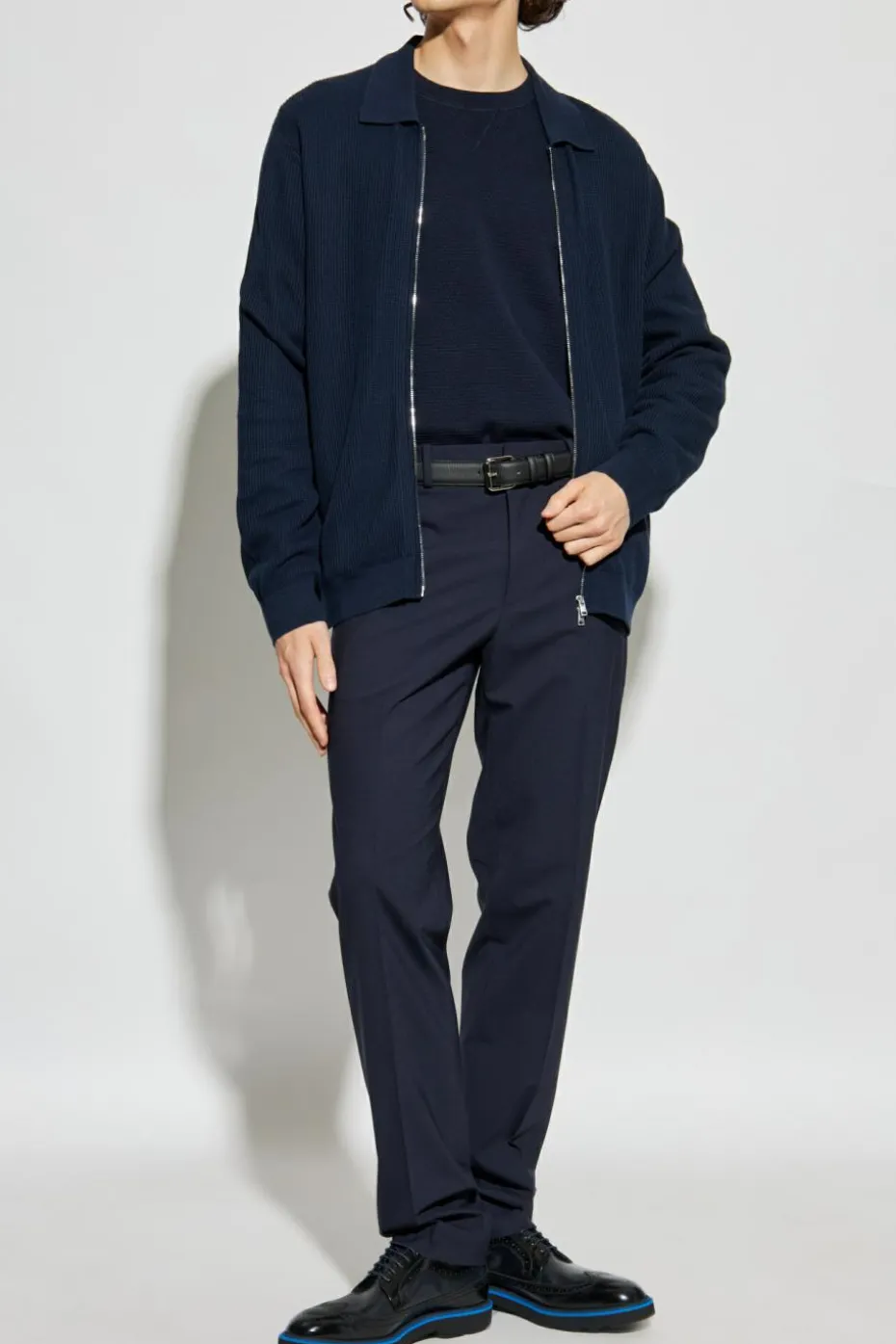 Theory NAVY BLUE Wool pleated trousers