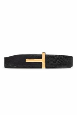 Tom Ford BLACK Leather belt with logo