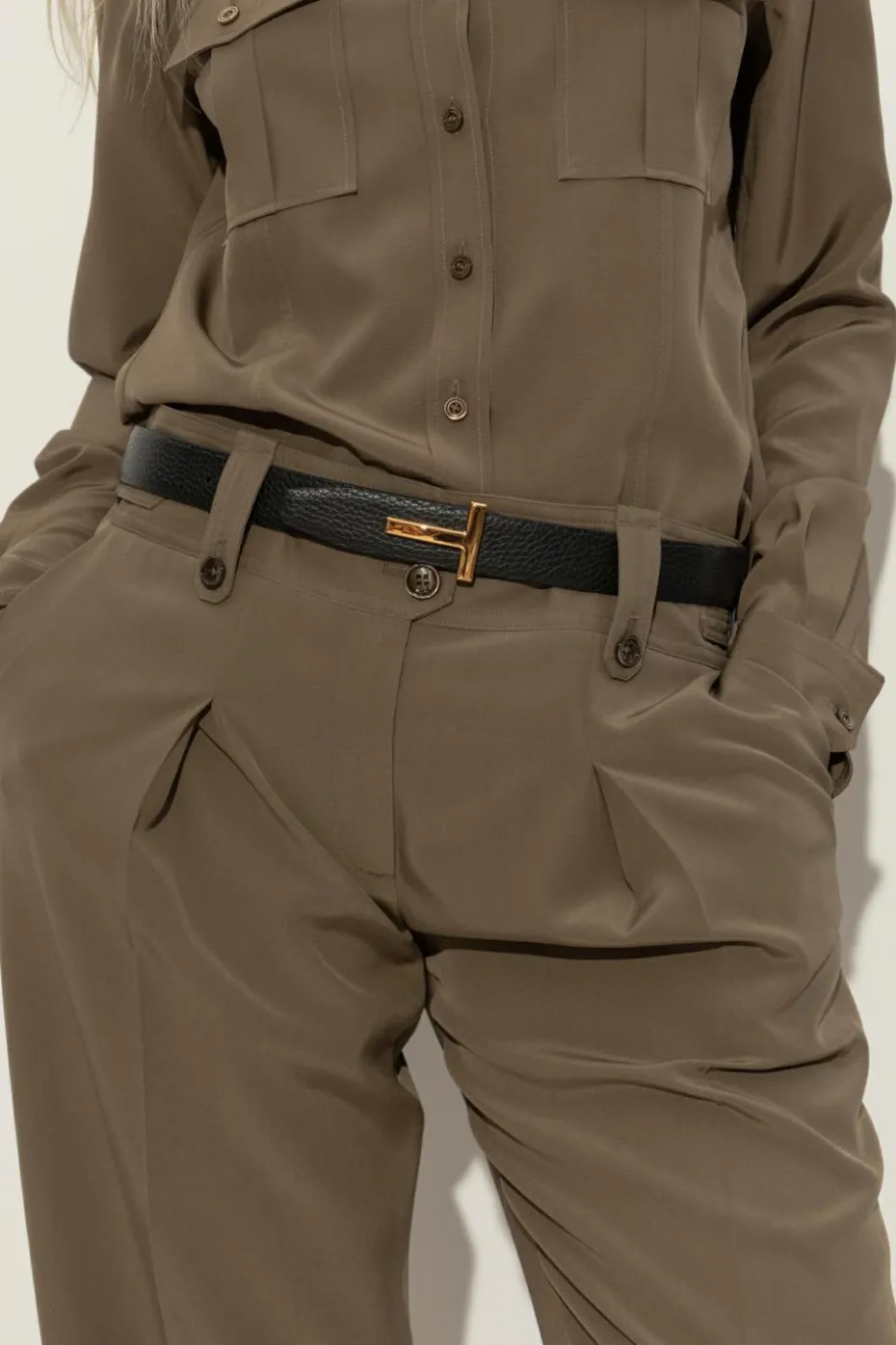 Tom Ford BLACK Leather belt with logo