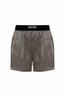 Tom Ford BLACK Silk shorts with polka dot pattern
