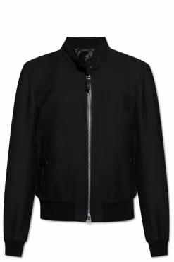 Tom Ford BLACK Wool jacket with stand-up collar