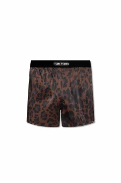Tom Ford BROWN Silk boxers with logo
