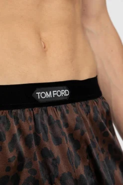 Tom Ford BROWN Silk boxers with logo
