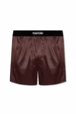 Tom Ford BROWN Silk boxers with logo