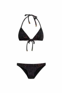 Tom Ford BROWN Two-piece swimsuit with animal print