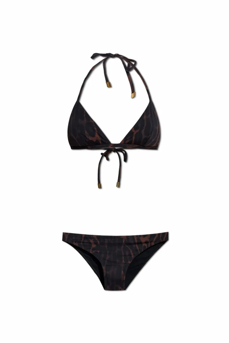 Tom Ford BROWN Two-piece swimsuit with animal print