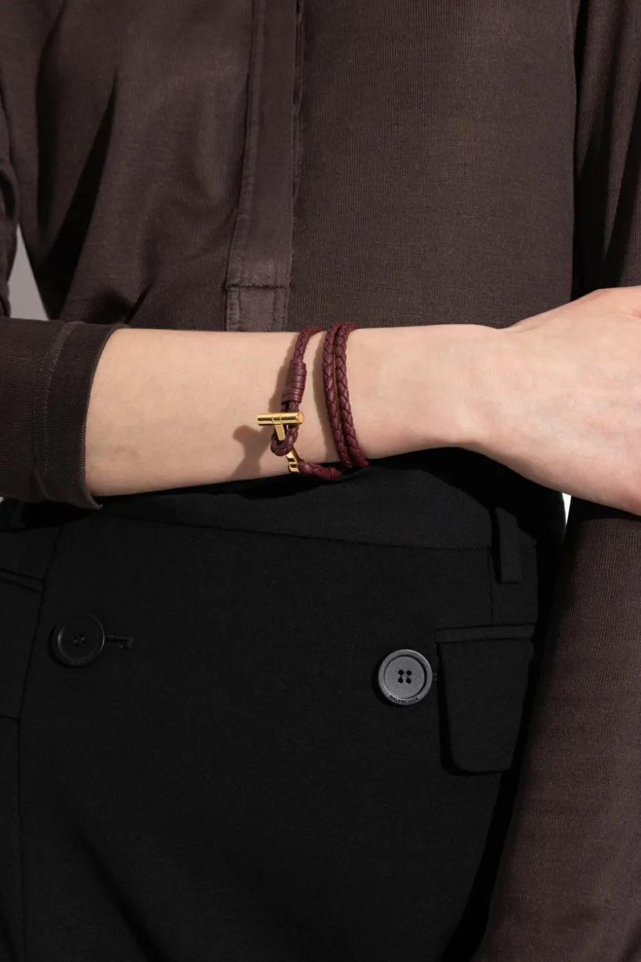 Tom Ford BURGUNDY Leather bracelet