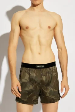 Tom Ford GREEN Satin boxers with logo