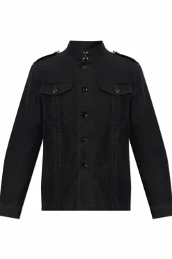 Tom Ford NAVY BLUE Cotton jacket with stand-up collar