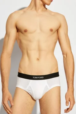 Tom Ford WHITE Two-pack of slip briefs with logo