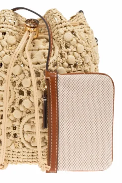 Tory Burch beige `T Monogram` shoulder bag `bucket`