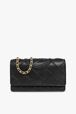 Tory Burch BLACK ‘Fleming’ strapped wallet