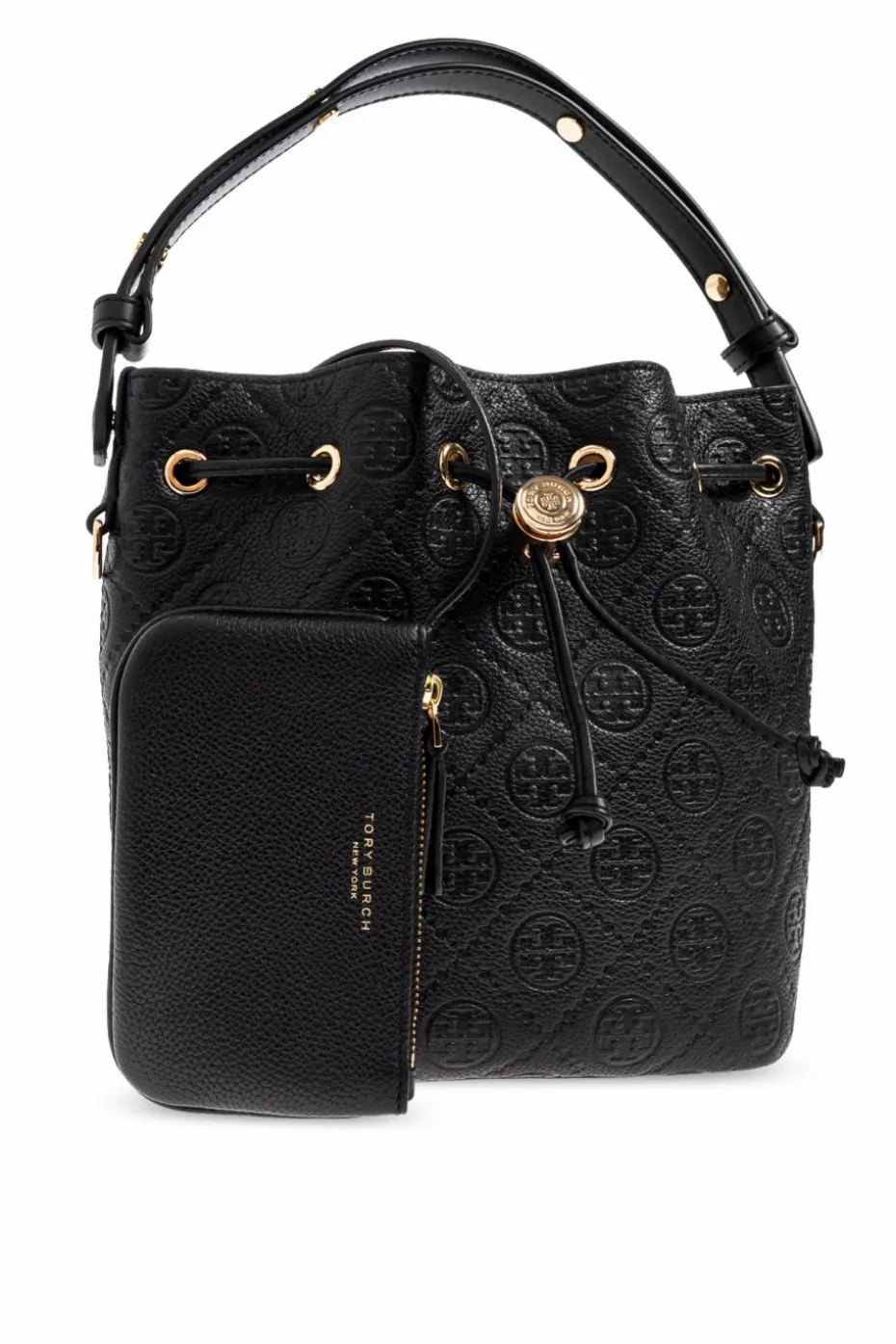 Tory Burch BLACK Handbag "T Monogram Pebble"