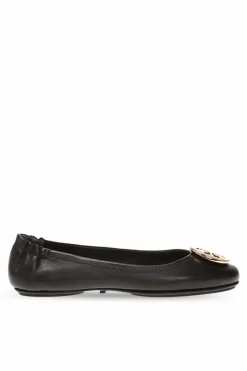 Tory Burch BLACK Leather ballet flats with logo