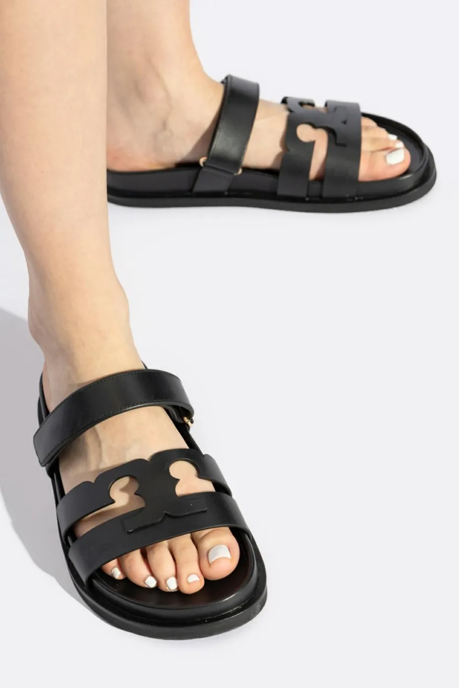 Tory Burch BLACK Leather slides Ines