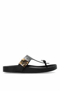 Tory Burch BLACK Leather Slippers