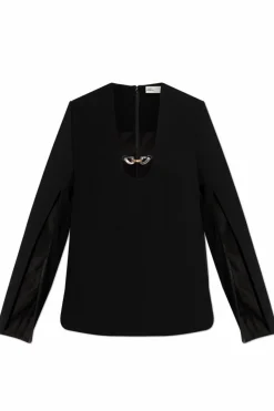 Tory Burch BLACK Long sleeve top with slit