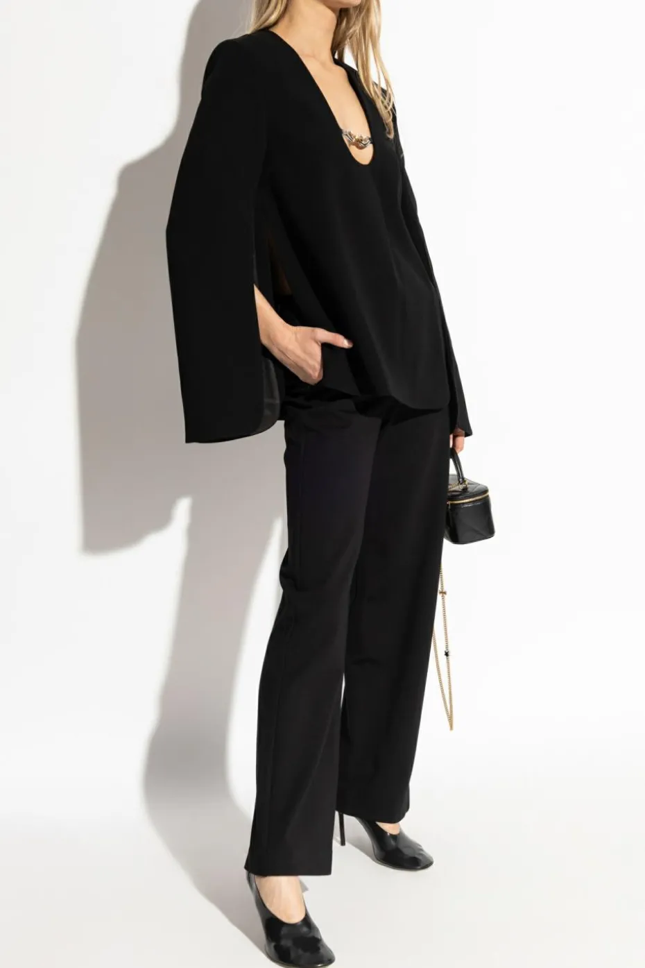 Tory Burch BLACK Long sleeve top with slit