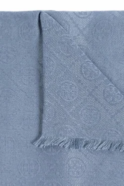 Tory Burch BLUE Scarf with monogram