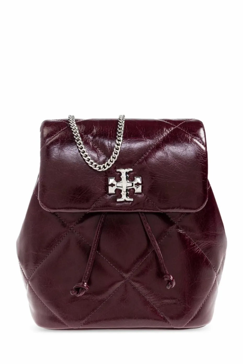 Tory Burch BURGUNDY Leather backpack "Kira Diamond"