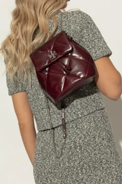 Tory Burch BURGUNDY Leather backpack "Kira Diamond"