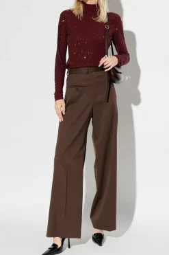 Tory Burch BURGUNDY Turtleneck with decorative elements