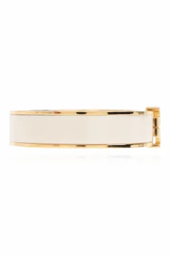 Tory Burch cream Brass bracelet with logo