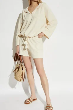 Tory Burch cream Cotton shorts with monogram