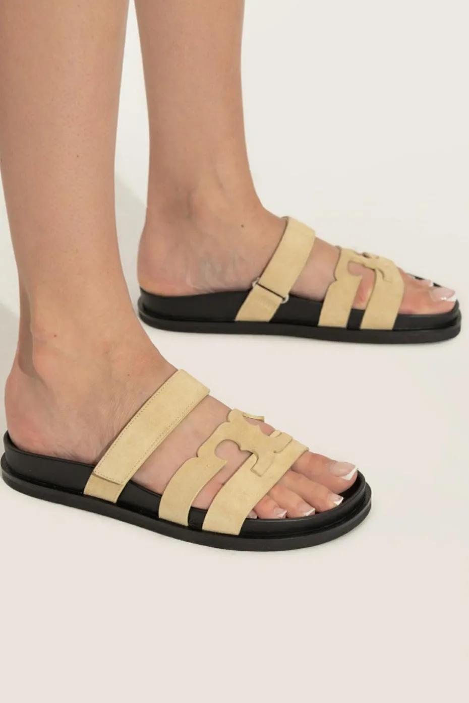 Tory Burch cream Leather slides