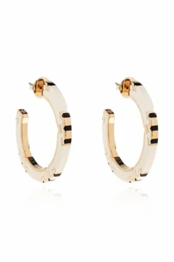 Tory Burch cream Round earrings with logo