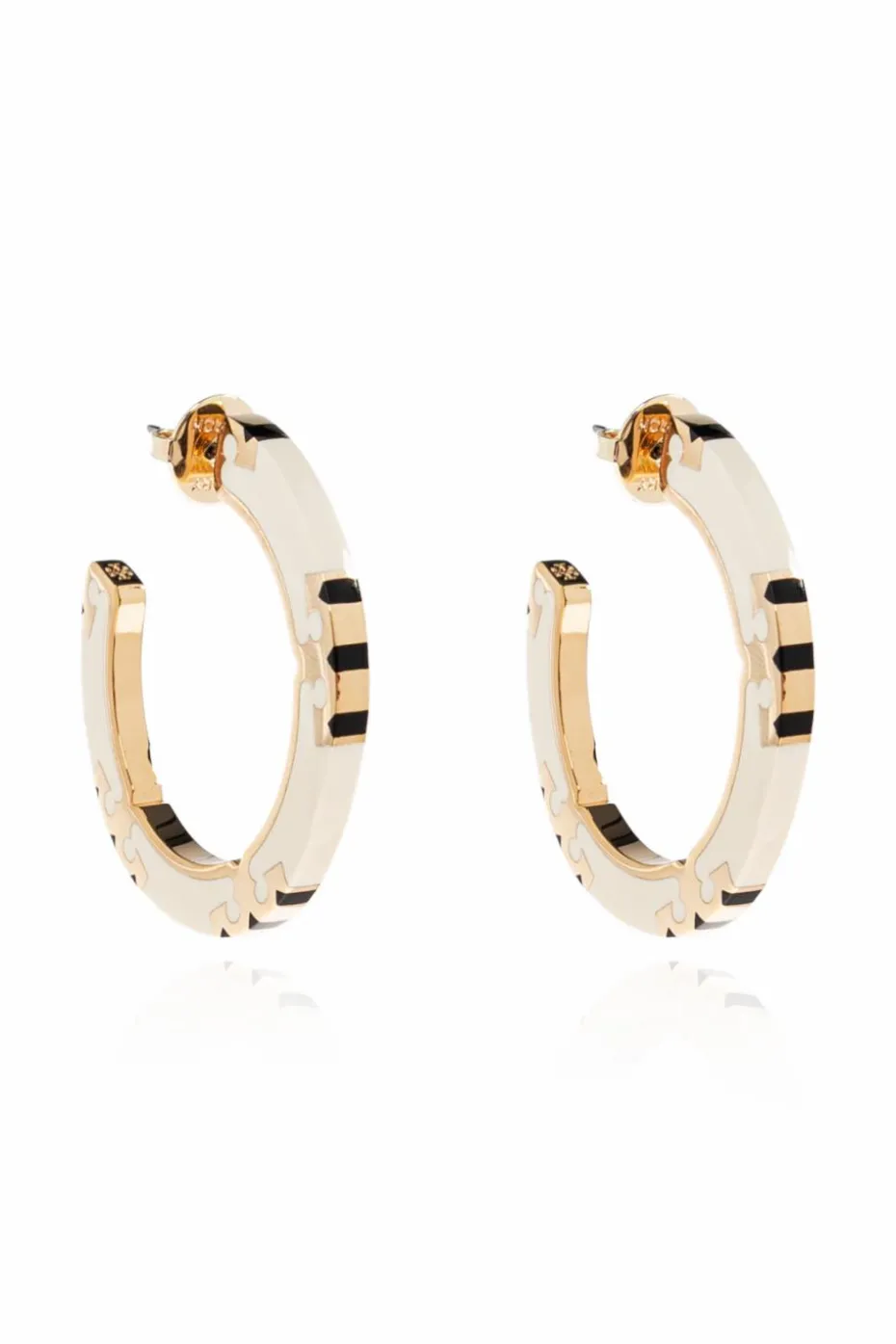 Tory Burch cream Round earrings with logo