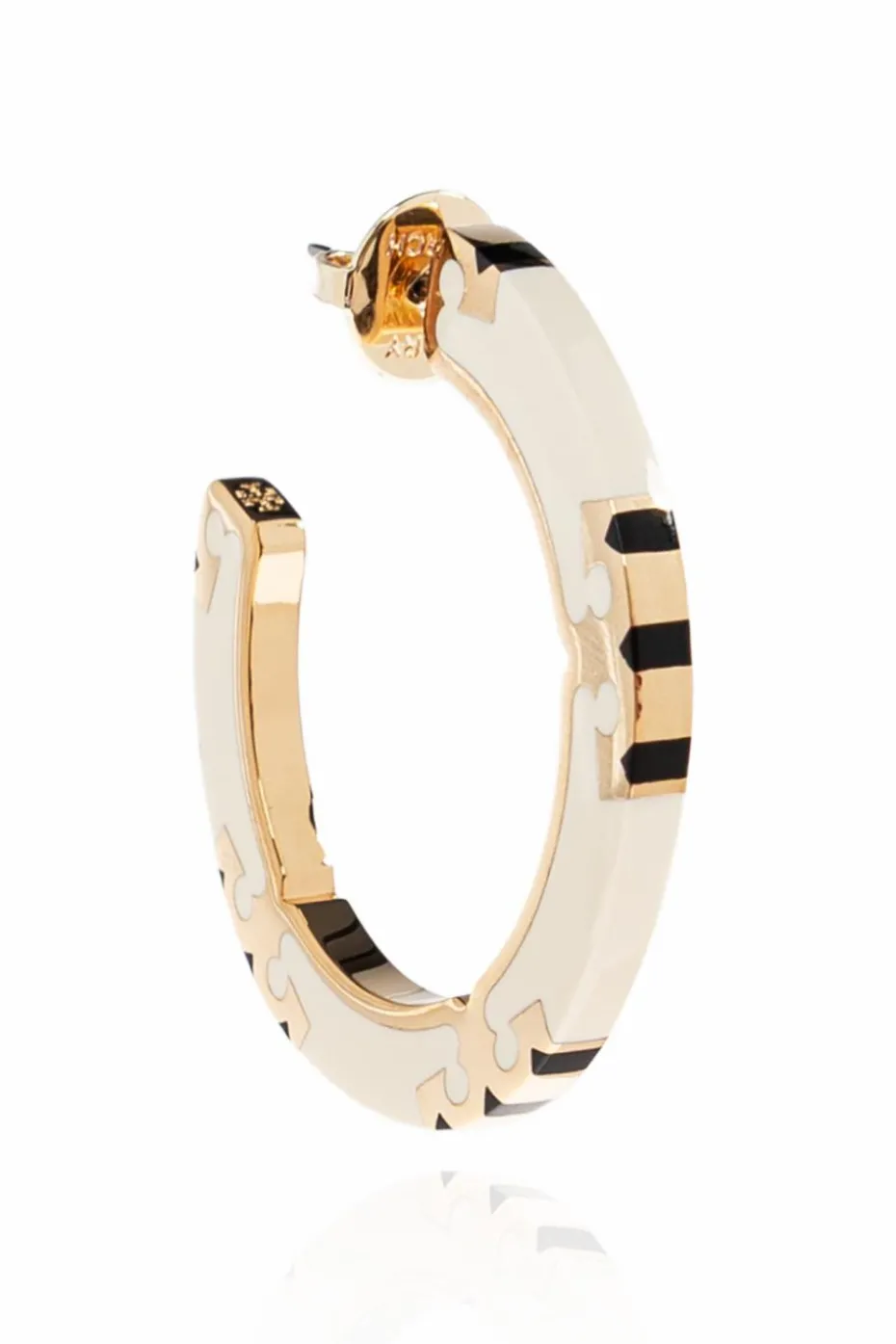 Tory Burch cream Round earrings with logo
