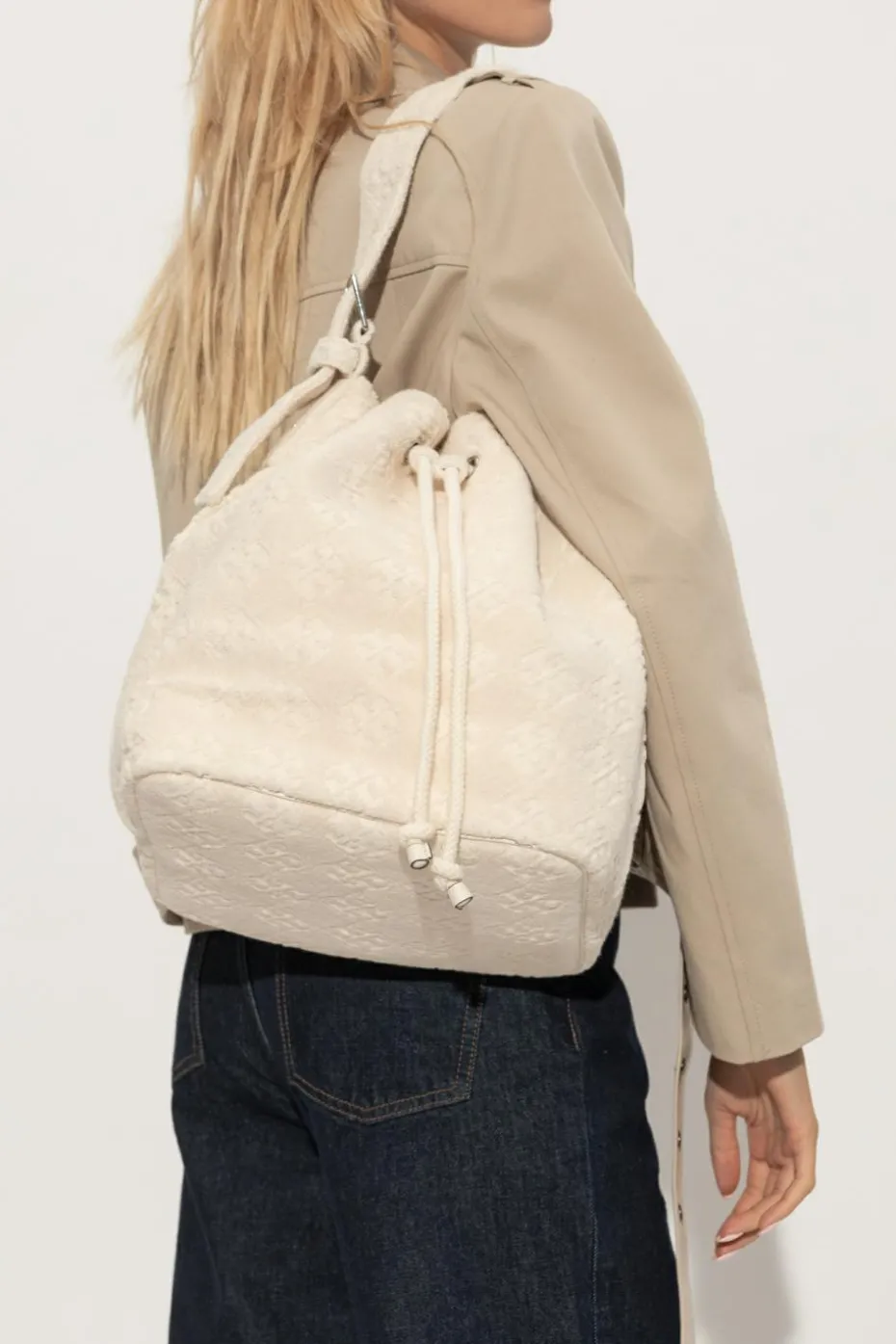 Tory Burch cream Shoulder bag "T-Monogram Terry"