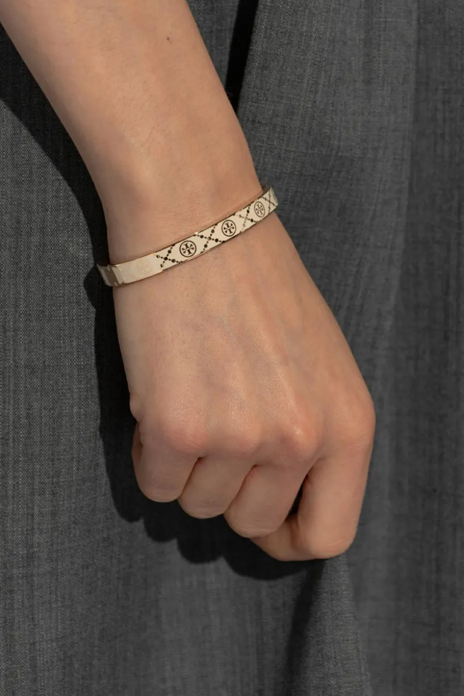 Tory Burch cream `T Monogram` Bracelet