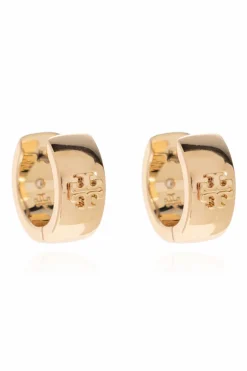 Tory Burch GOLD Brass earrings with logo