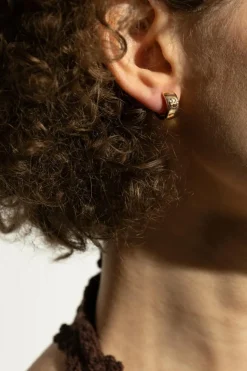 Tory Burch GOLD Brass earrings with logo