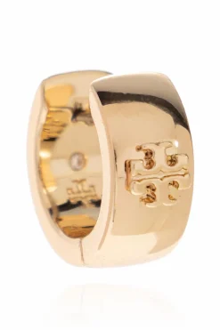 Tory Burch GOLD Brass earrings with logo