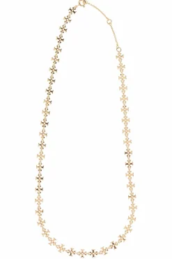 Tory Burch GOLD Brass necklace with logo