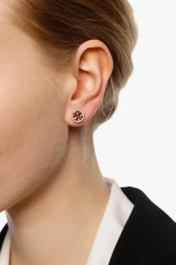 Tory Burch GOLD ‘Miller Pavé Stud’ earrings with logo