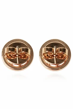 Tory Burch GOLD ‘Miller Pavé Stud’ earrings with logo