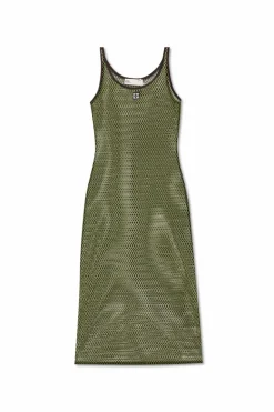 Tory Burch GREEN Transparent dress with straps
