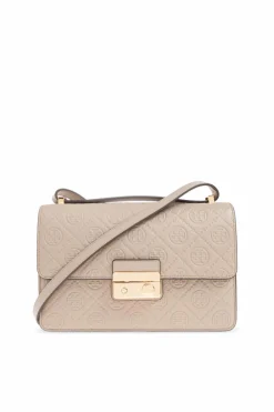 Tory Burch GREY Shoulder bag `T Monogram Pebble`